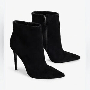 EXPRESS SUEDE THIN HEELED ANKLE BOOTIES SIDE ZIPPER POINTY TOE